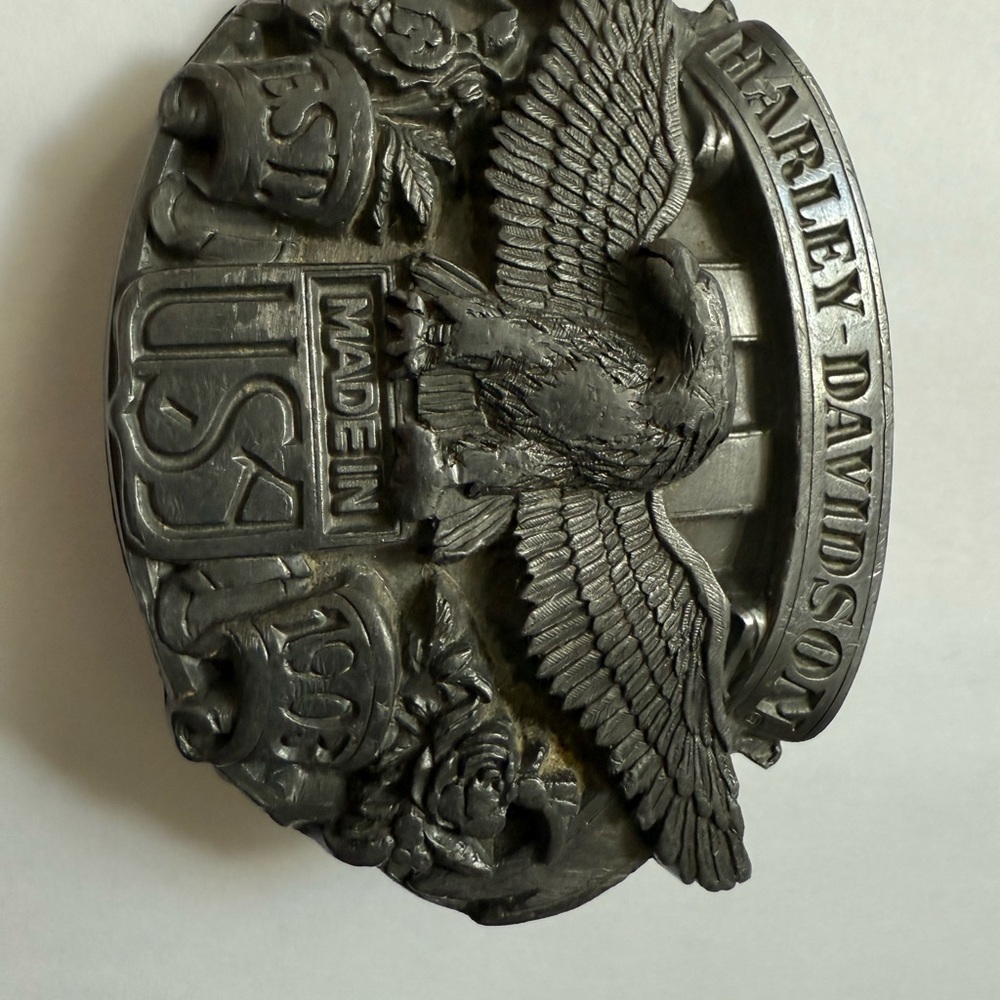 Harley-Davidson Black/ Silver Belt Buckle with Eagle Design